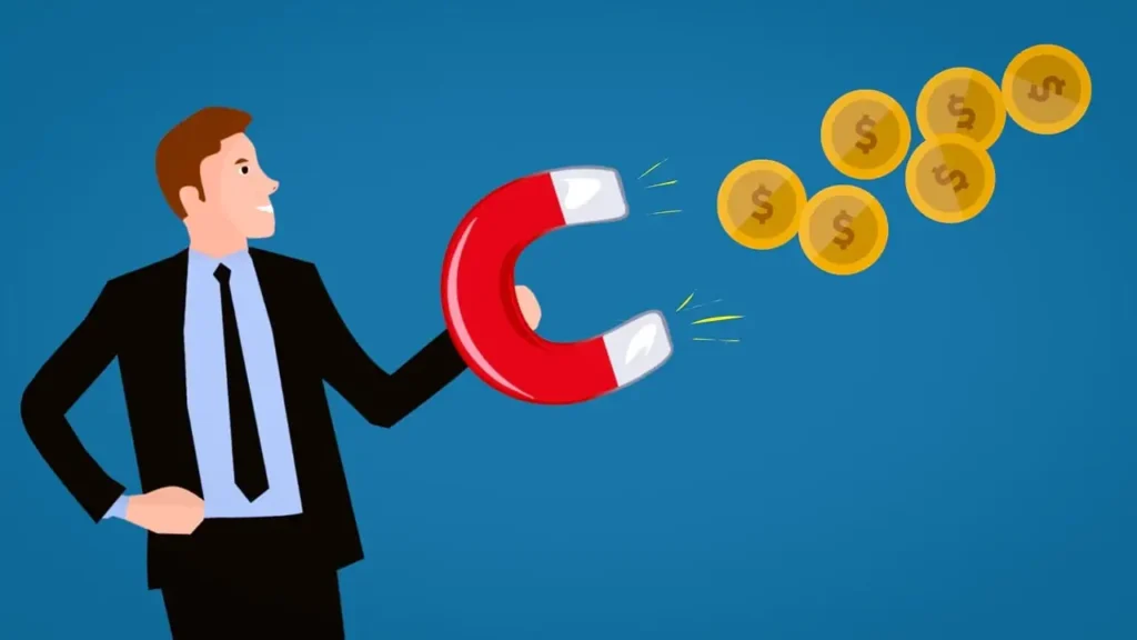 手繪風格的內容磁鐵和目標受眾圖示，象徵吸引正確客群主動接觸和參與。簡約柔和的色調，適合行銷和數位策略相關內容。